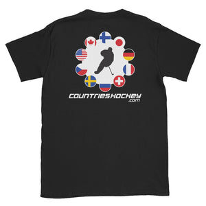 Canada Skater + CountriesHockey Logo Two Sided Print Short-Sleeve Unisex T-Shirt