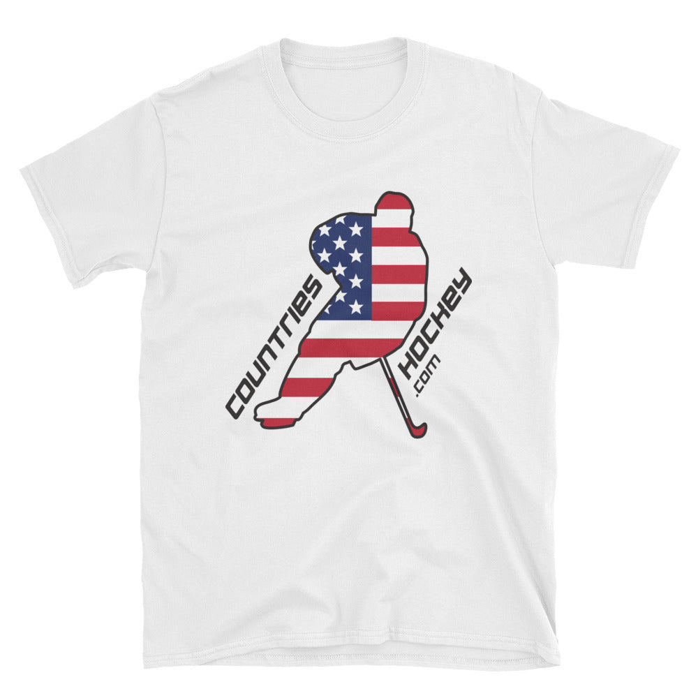 USA Skater + CountriesHockey Logo Two Sided Print Short-Sleeve Unisex T-Shirt