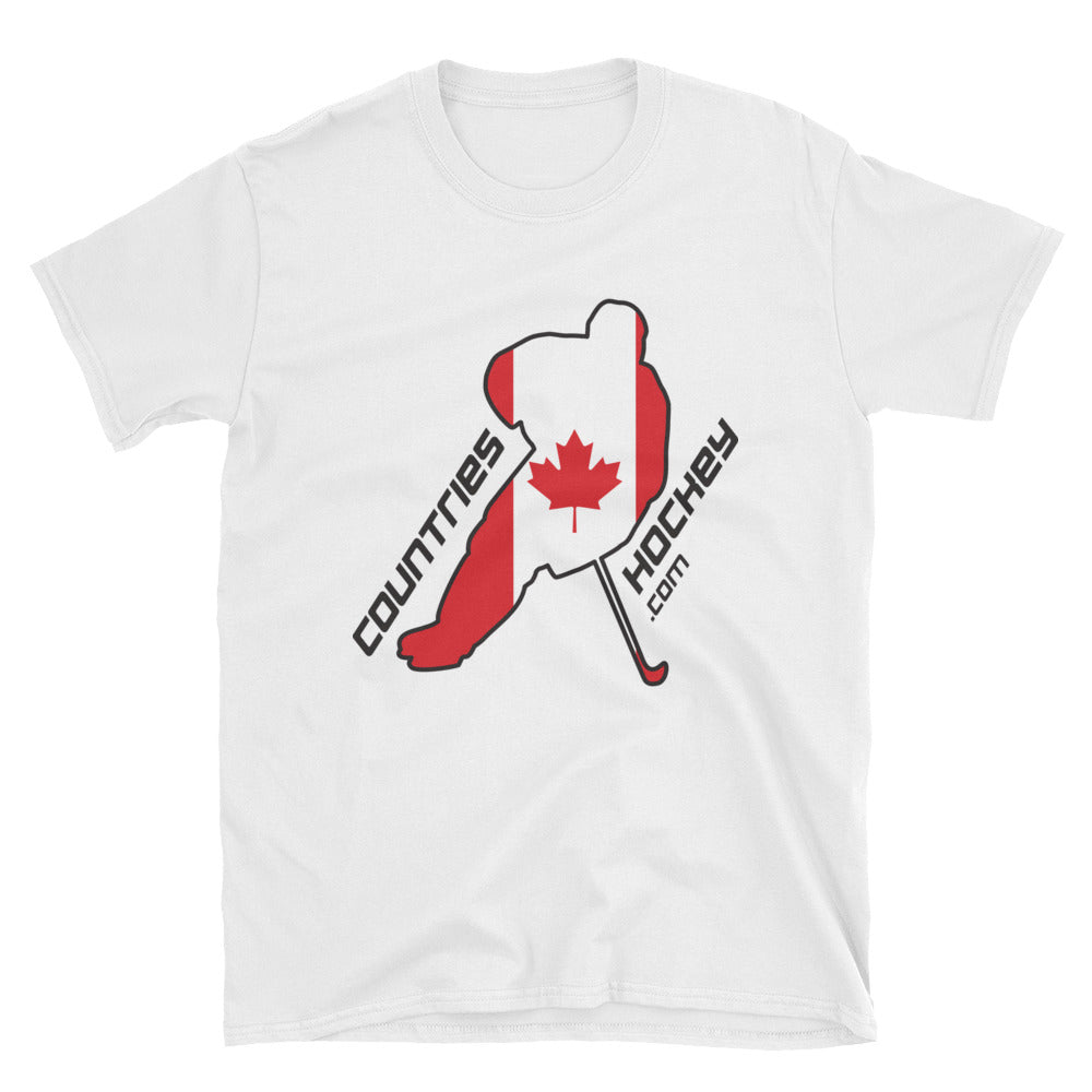 Canada Skater + CountriesHockey Logo Two Sided Print Short-Sleeve Unisex T-Shirt