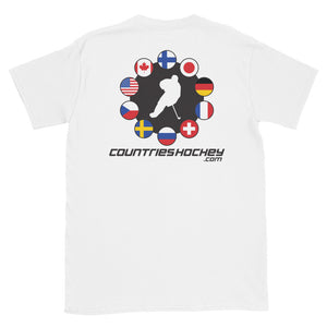 Russia Skater + CountriesHockey Logo Two Sided Print Short-Sleeve Unisex T-Shirt